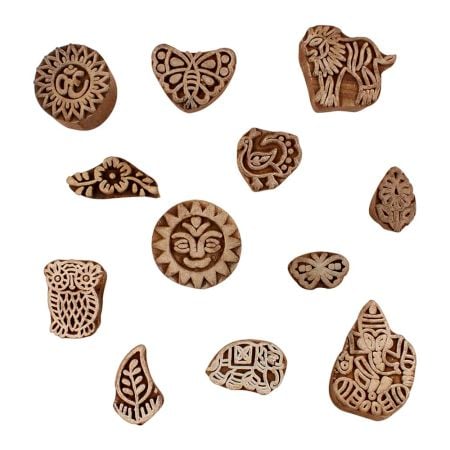 Set of 12 Piece New Mix Wooden Printing Blocks